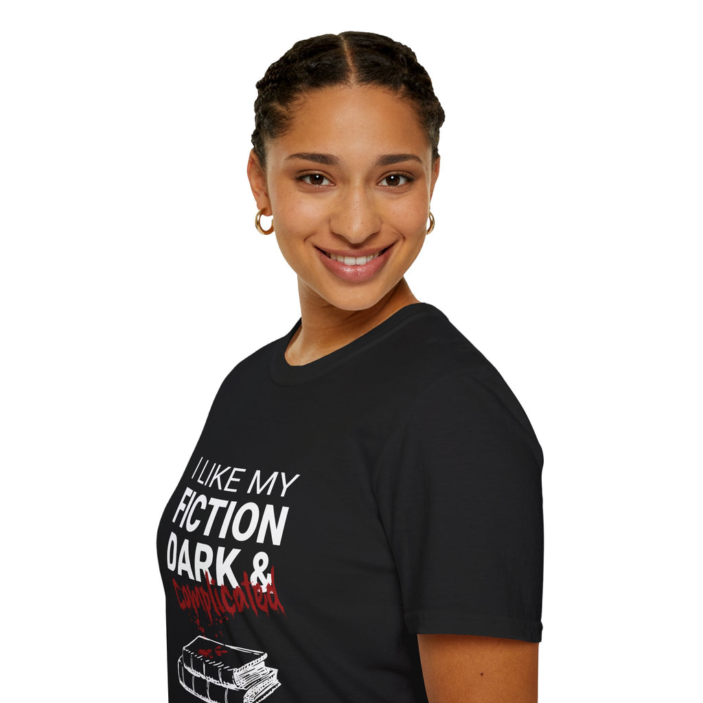 T‑Shirt — "I Like My Fiction Dark & Complicated" Graphic Tee